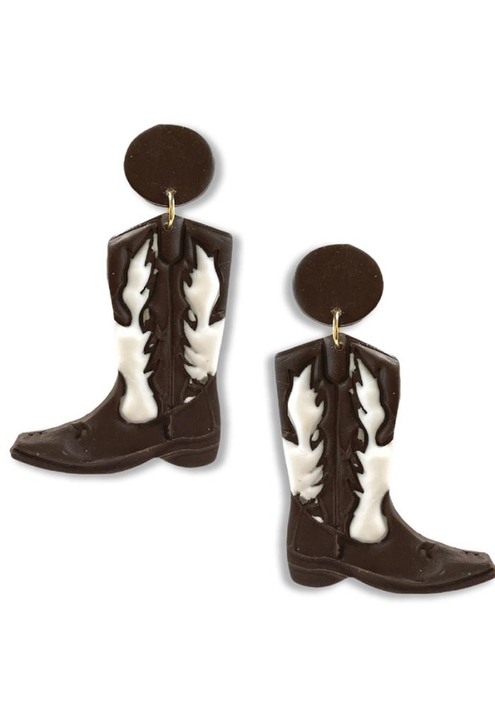 Clay Cowboy Boot Earrings