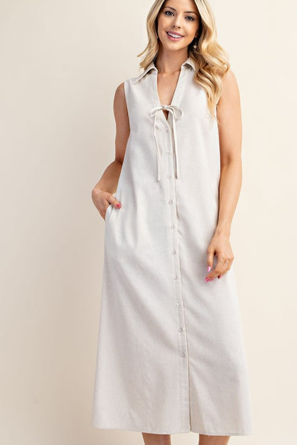 Joan Sleeveless Button Up Dress