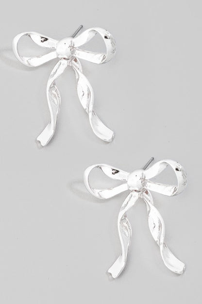 Dangle Ribbon Bow Stud Earrings