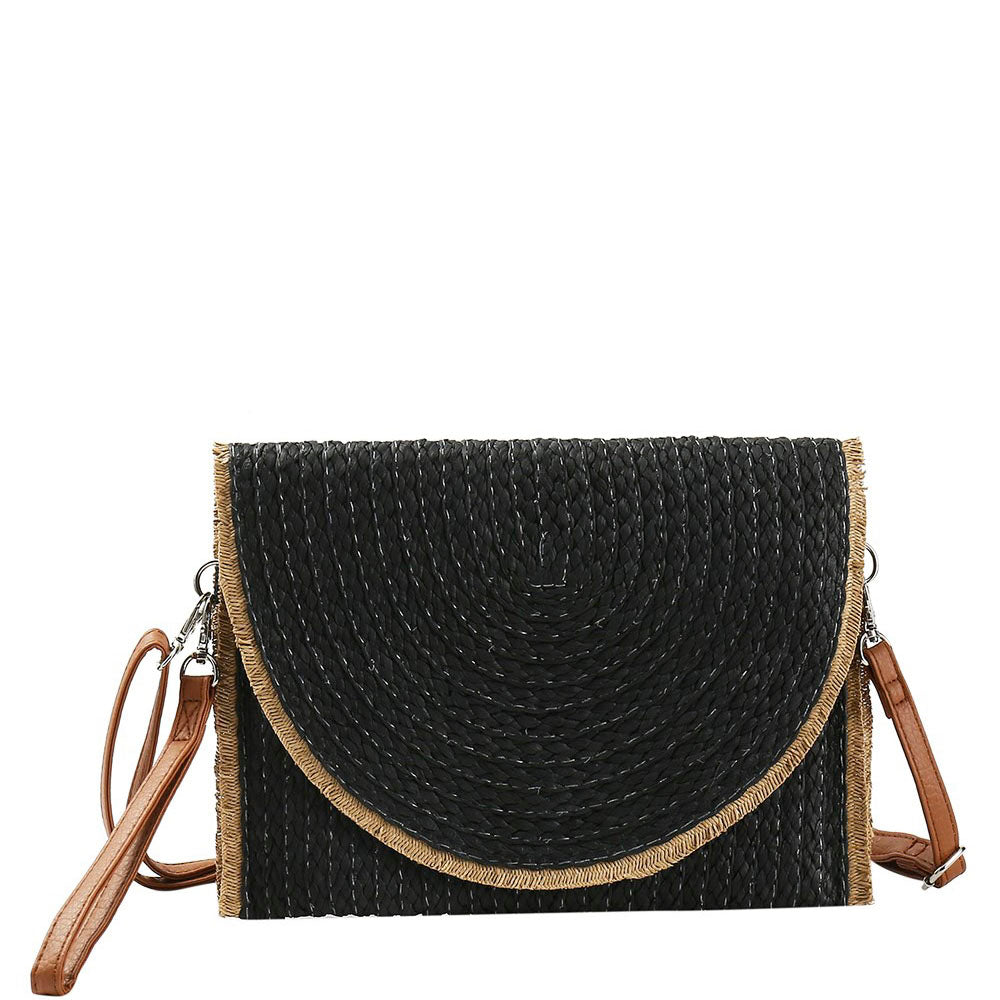 Vacay Frayed Trim Crossbody Clutch