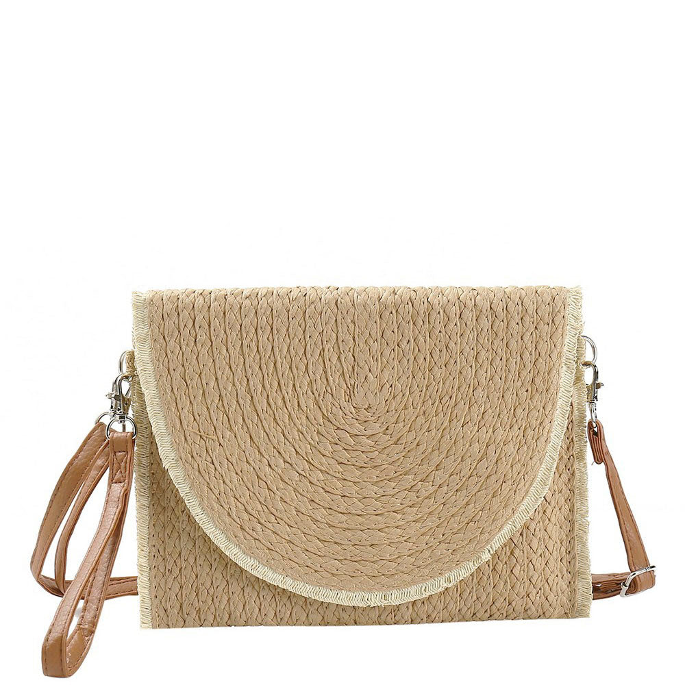 Vacay Frayed Trim Crossbody Clutch