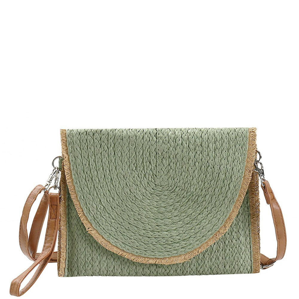 Vacay Frayed Trim Crossbody Clutch