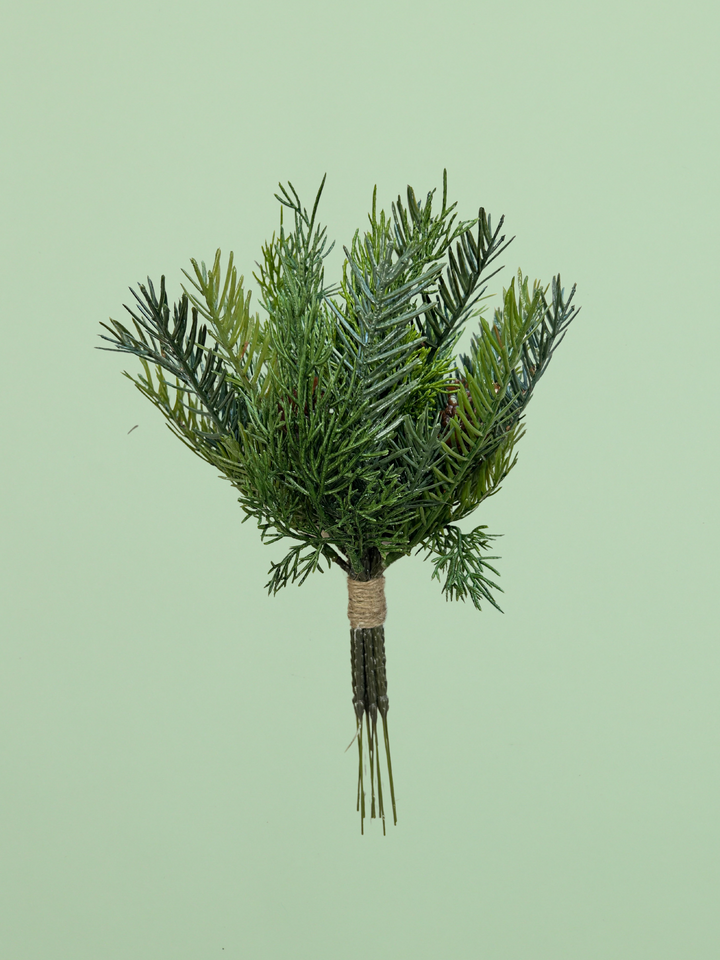 12.5" Real Touch Cedar & Hemlock Bundle W/ Pine Cones