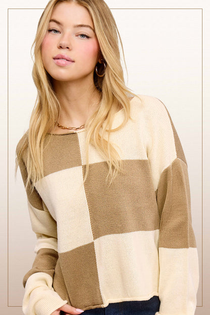 Taupe Checker Sweater