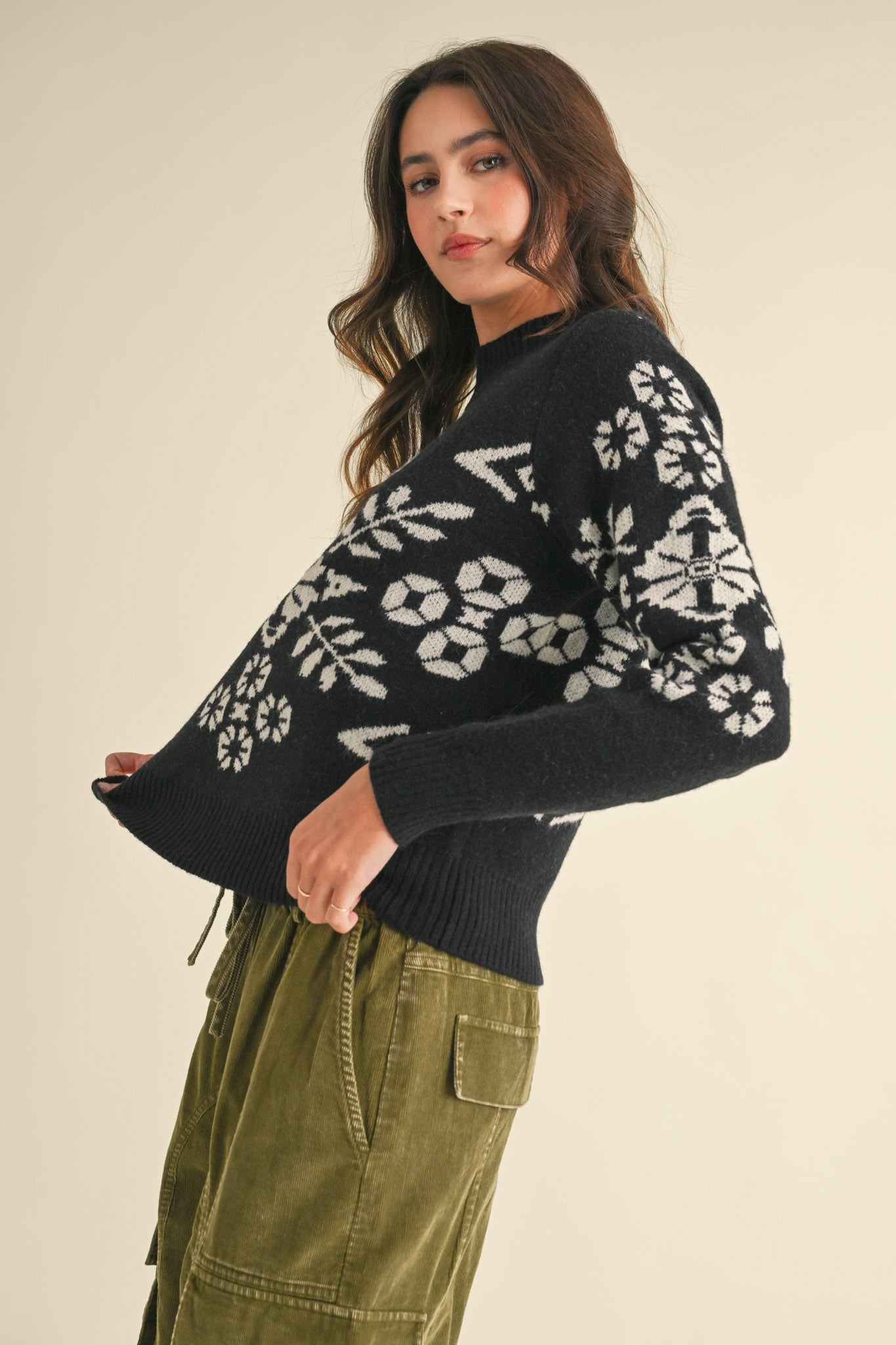 Kayla Patterned Knit Sweater