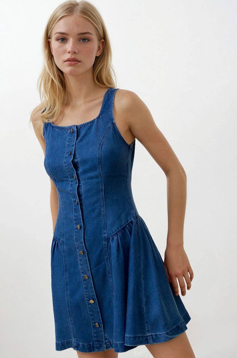 Zoey Buttoned Denim Mini Dress