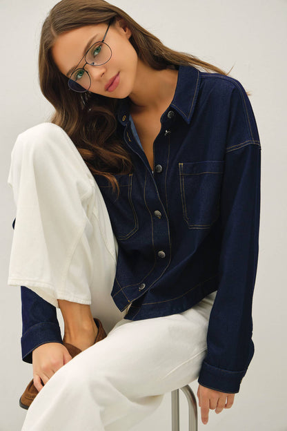 Juliet Cropped Denim Shacket