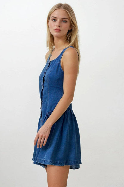 Zoey Buttoned Denim Mini Dress