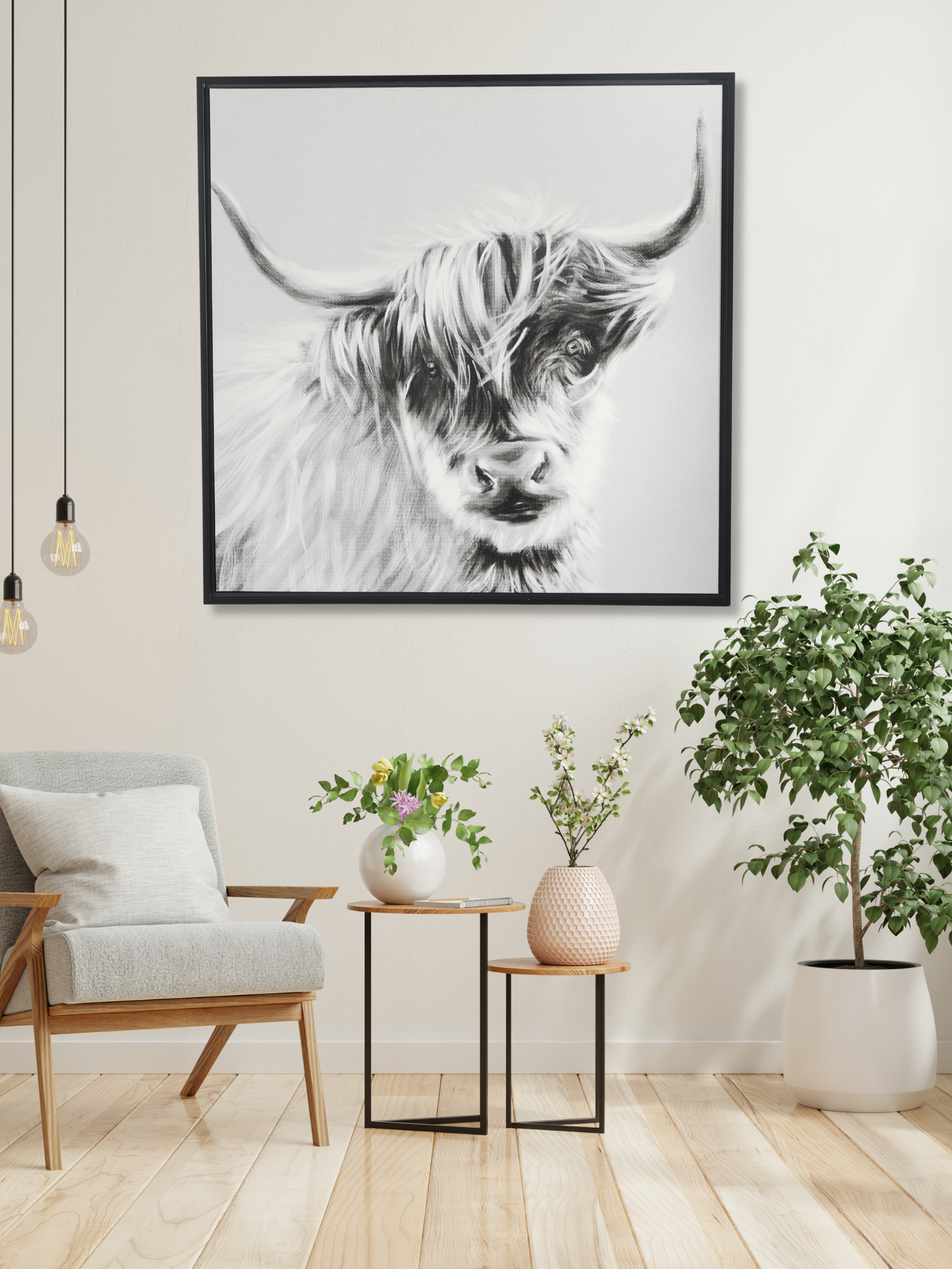 Wispy Cow Canvas Wall Art