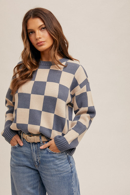 Vivian Checker Print Sweater