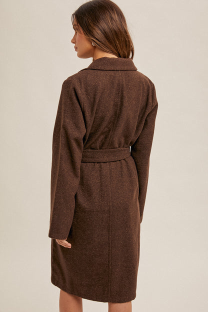 Eden Tie Waist Long Line Coat