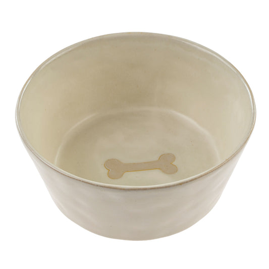 White Stoneware Pet Bowls