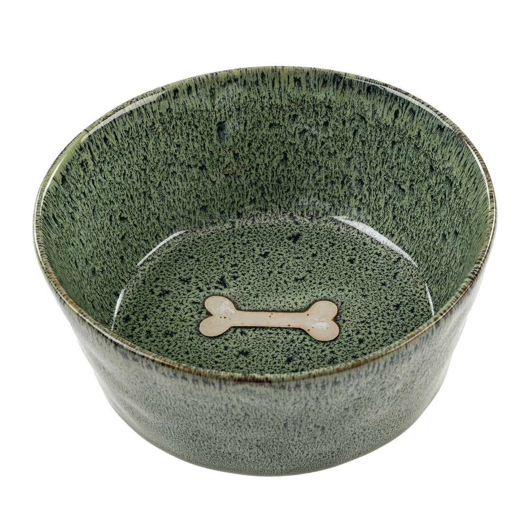 Green Stoneware Pet Bowls