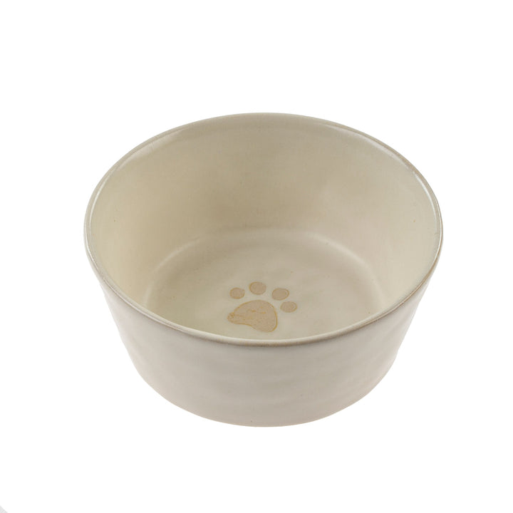 White Stoneware Pet Bowls