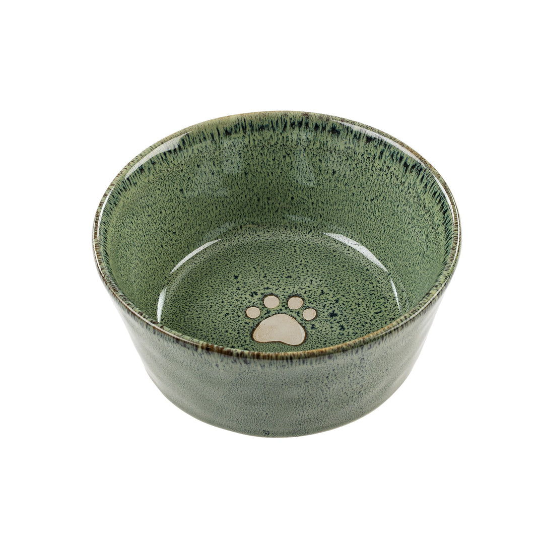 Green Stoneware Pet Bowls