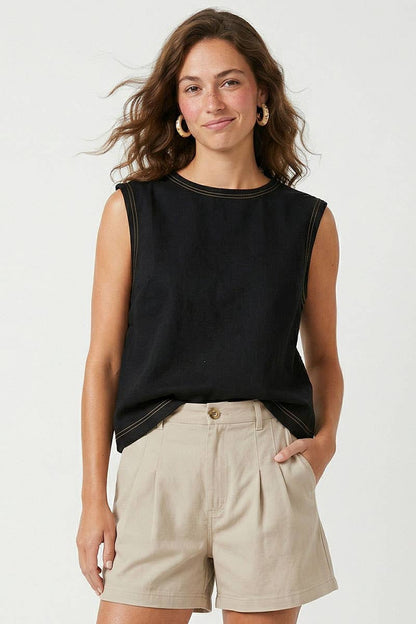 Jenny Round Neck Sleeveless Top