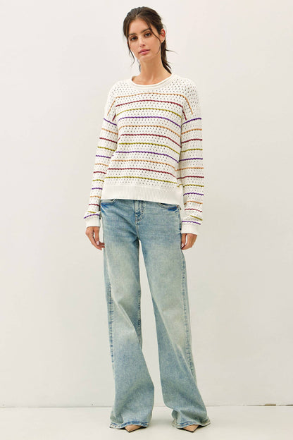 Lauren Striped Crochet Sweater