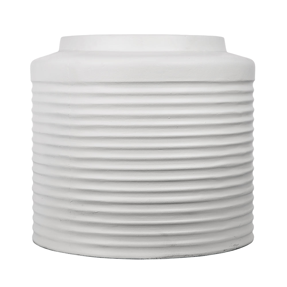 White Ridged Cement Planters