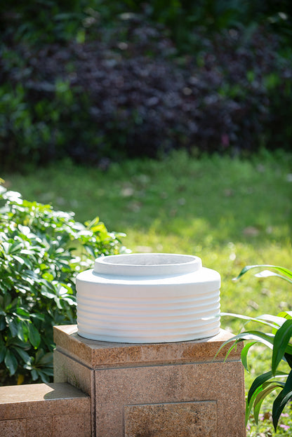 White Ridged Cement Planters