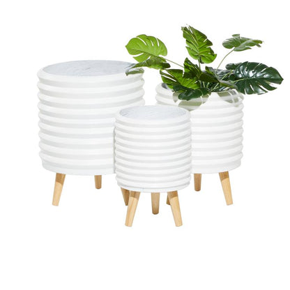 Luis Ribbed Footed Planters