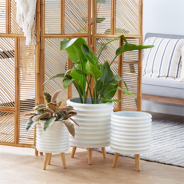 Luis Ribbed Footed Planters