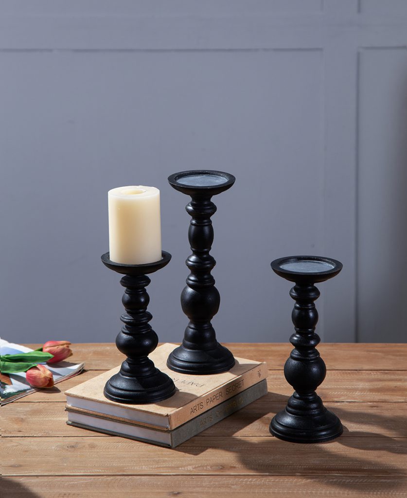 Josie Wooden Pillar Candle Holders