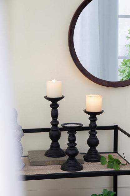 Josie Wooden Pillar Candle Holders