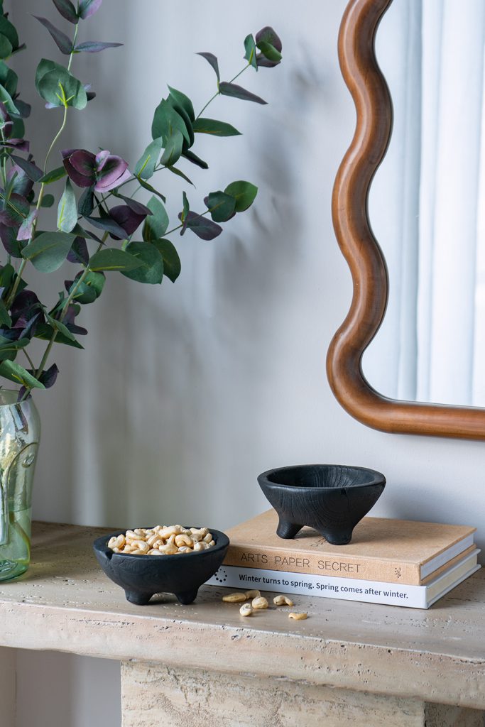 Footed Wooden Bowls