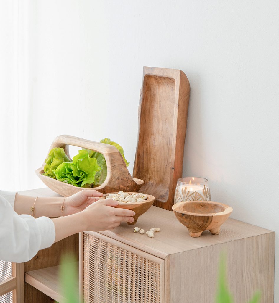 Footed Wooden Bowls