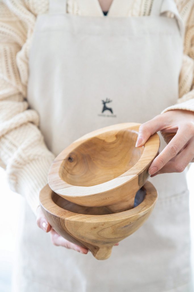 Footed Wooden Bowls