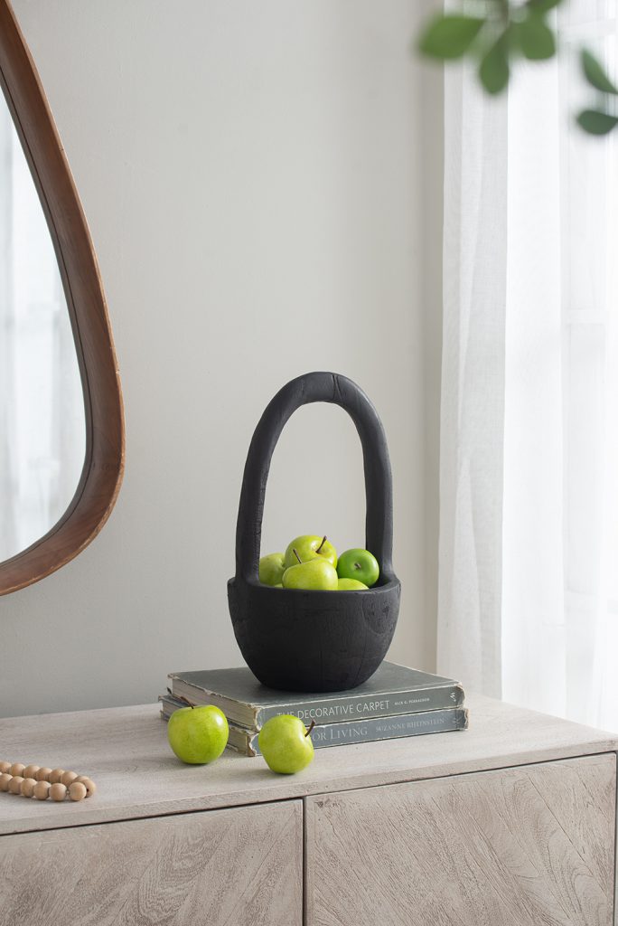 Black Wooden Basket Bowl