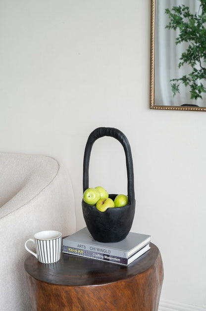 Black Wooden Basket Bowl