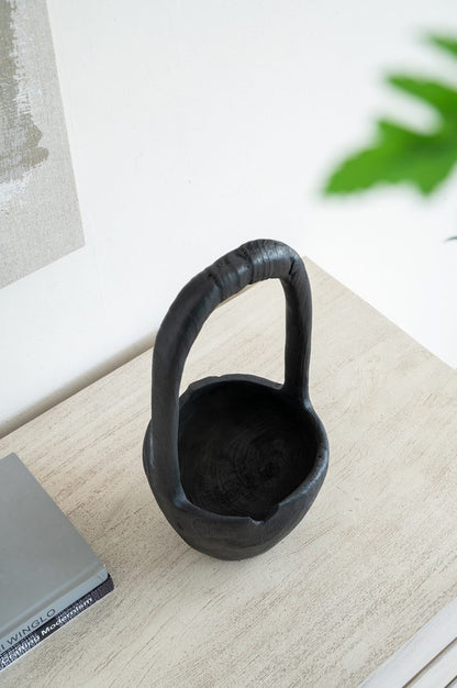 Black Wooden Basket Bowl