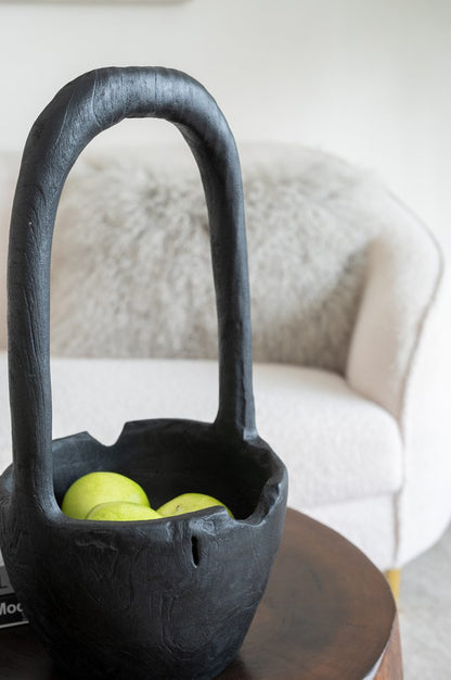 Black Wooden Basket Bowl