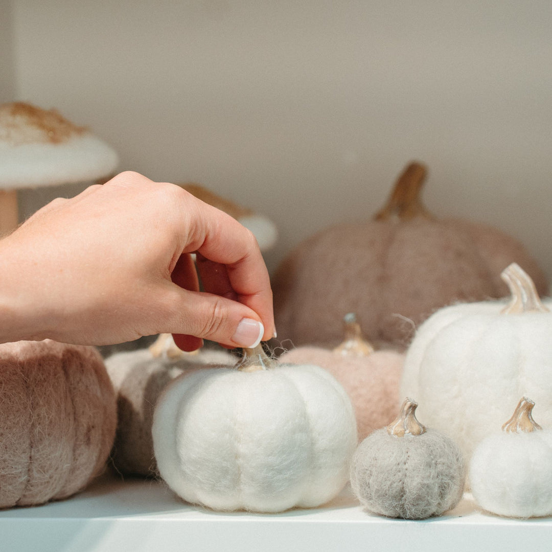White Felt Pumpkins