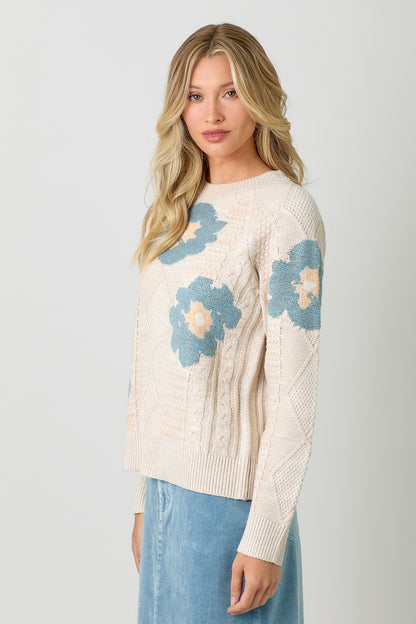 Raye Floral Knit Sweater