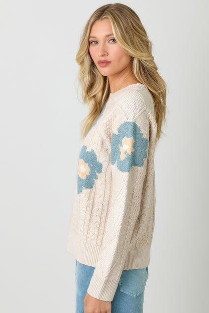 Raye Floral Knit Sweater