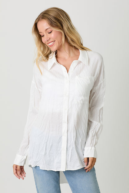 Textured Satin Button Up Top