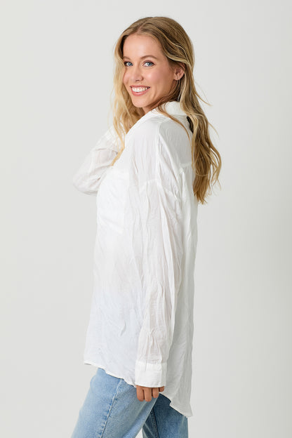 Textured Satin Button Up Top