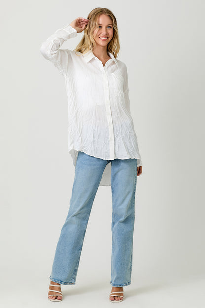 Textured Satin Button Up Top