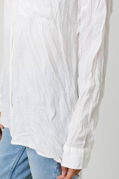 Textured Satin Button Up Top