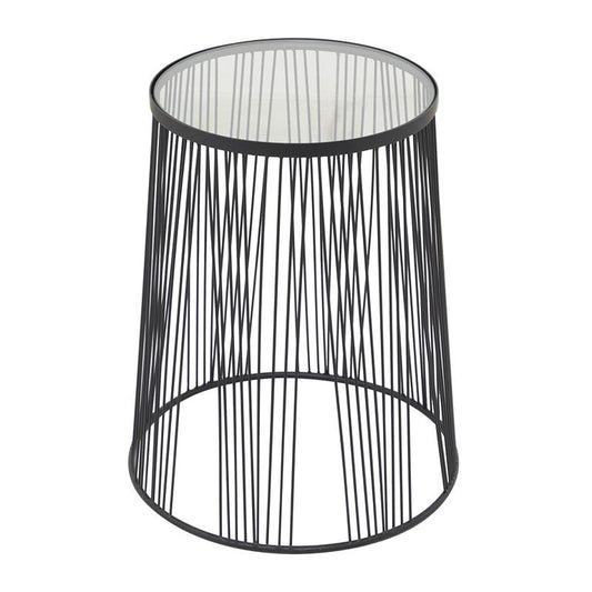 Round Metal Accent Table w/ Glass Top