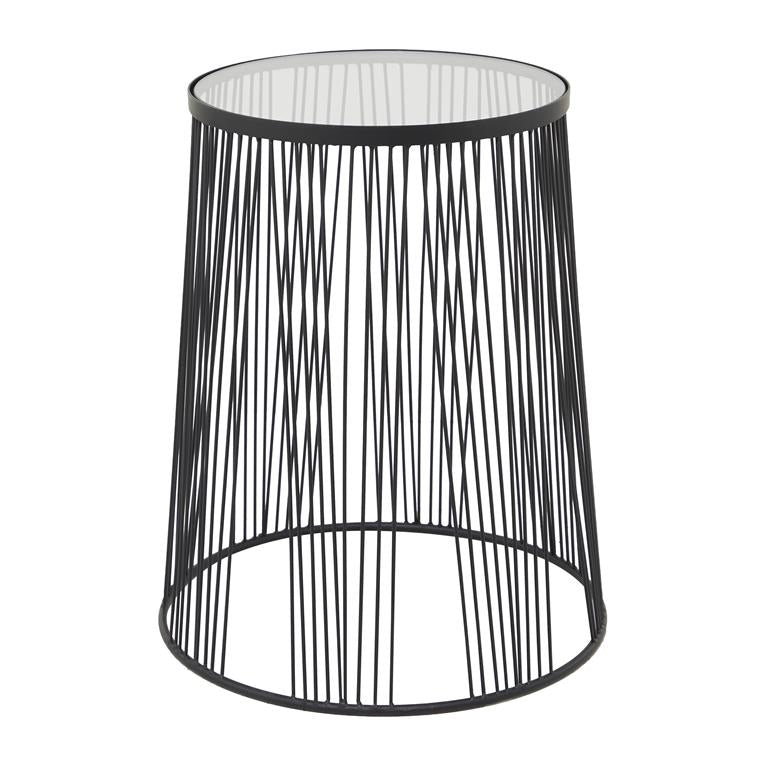 Round Metal Accent Table w/ Glass Top