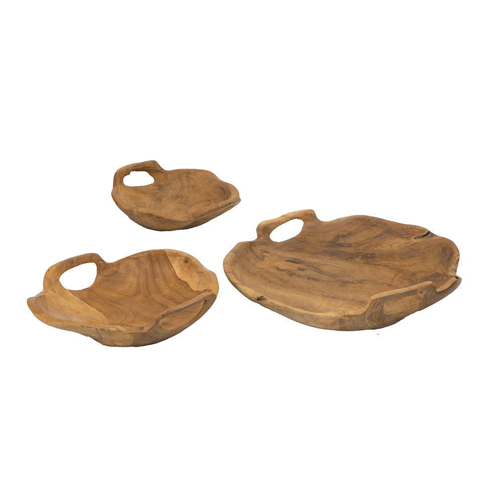 Handled Teak Bowls