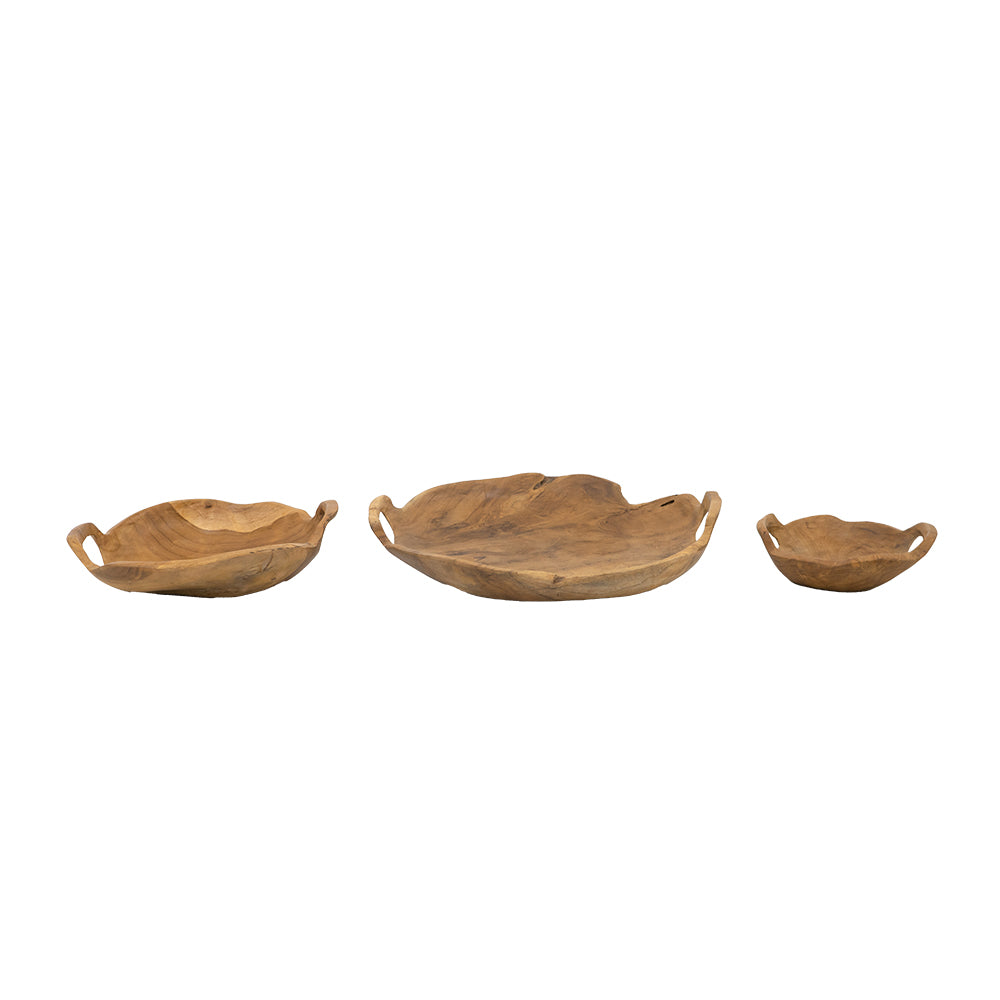 Handled Teak Bowls