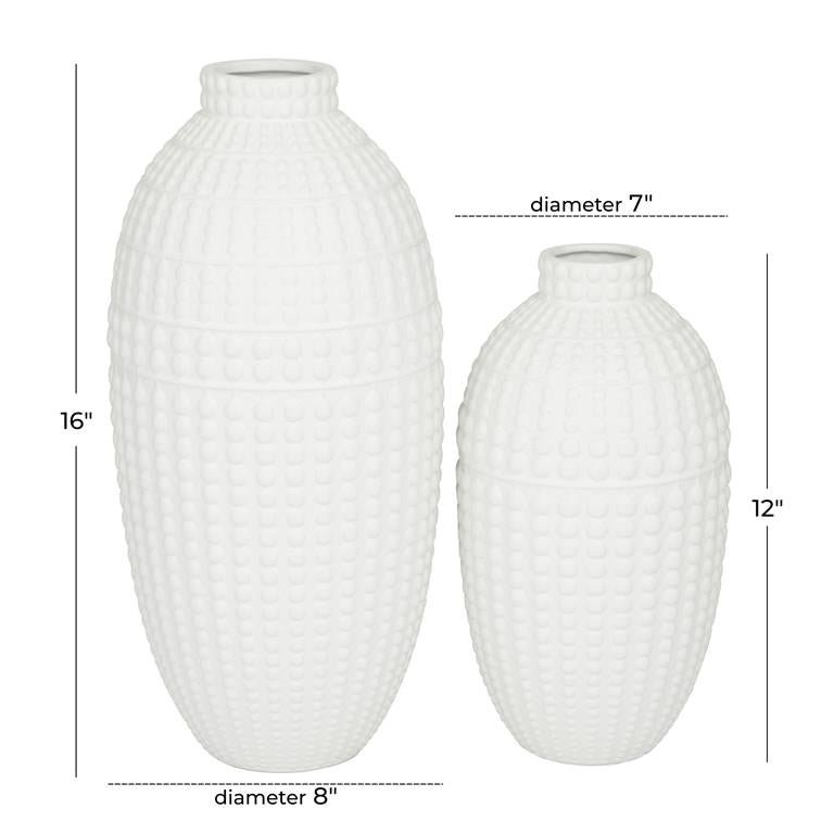 Matte White Textured Vases