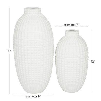 Matte White Textured Vases