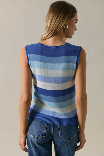 Ocean Striped Knit Tank Top