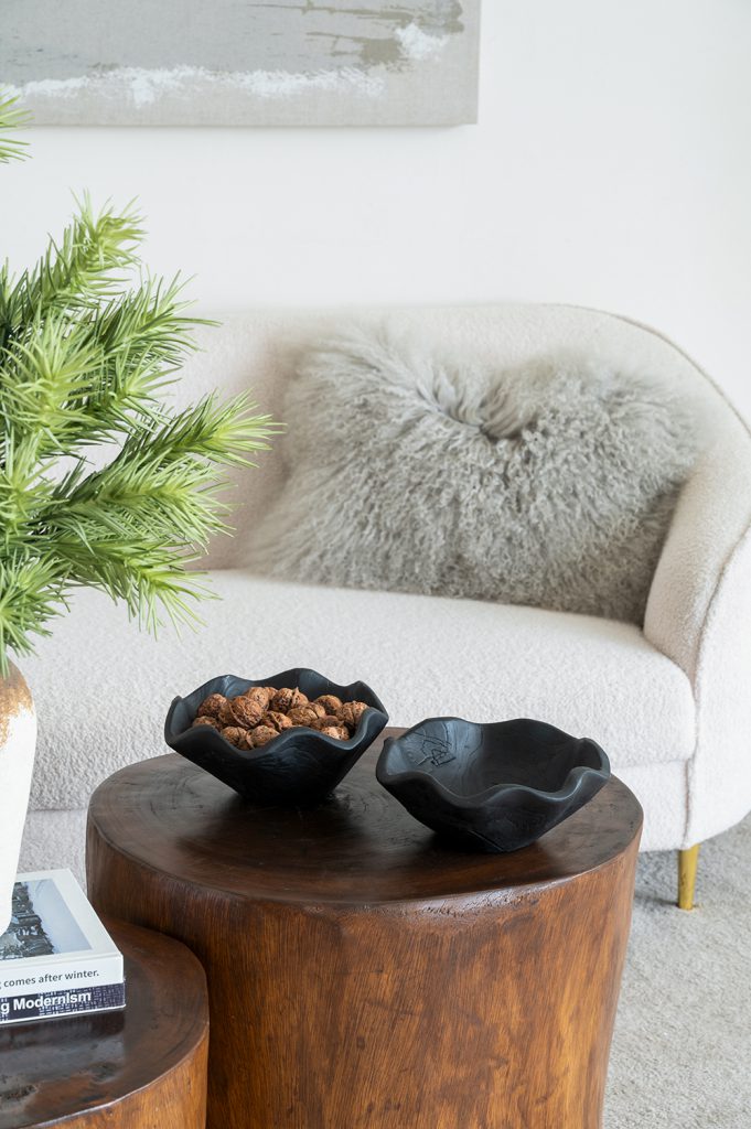 Black Scalloped Wooden Bowl