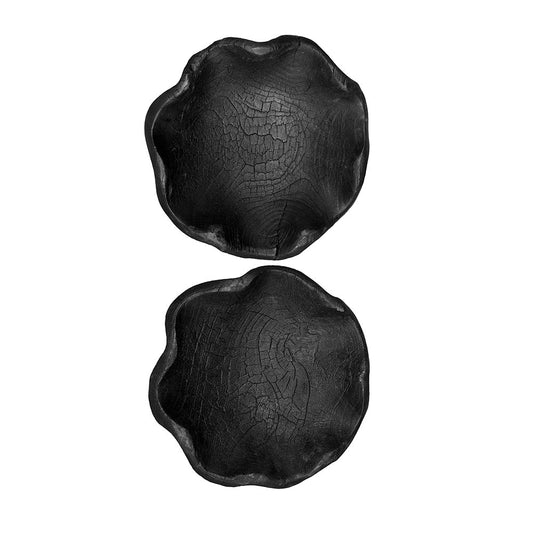 Black Scalloped Wooden Bowl